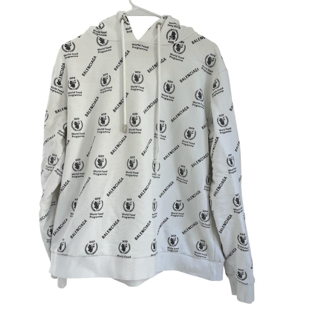 Balenciaga White Black World Food Programme Hoodie S